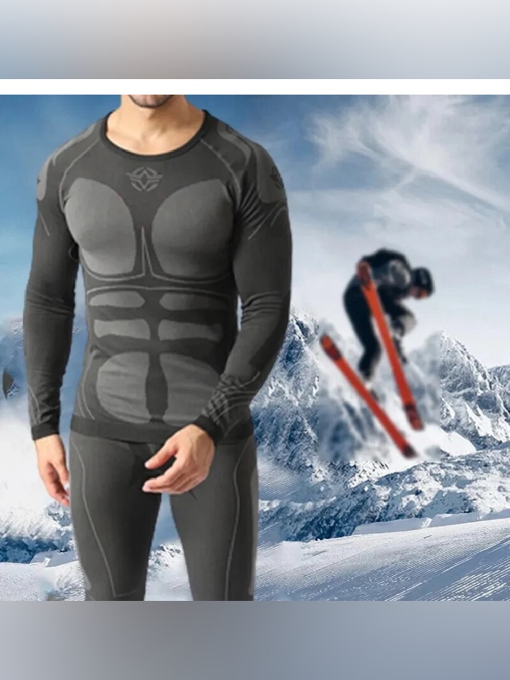 ESDY Thermal Underwear Top Men Long Johns Top Quick Dry Winter Sports Med READ